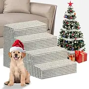 Dog Stairs for Small Dogs, 4 Step Dog Steps for High Beds and Couch, High-Density Foam Pet Ramps with Non-Slip Bottom for Large/Medium/Small Dogs (Brown, 4-Stair, 24" D X 15" W x 17" H)