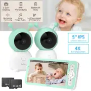 Boifun 5" 2K WiFi Baby Monitor With Two Cameras Night Light Motion&Cry Detection