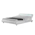 Design Square Modern Designer Double PU Leather Bed Frame With LED Light - White