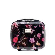 Tosca Bloom 32cm Beauty Case Carry On Hard Shell Luggage Suitcase Bag Black/Pink