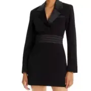 AQUA x Marley Reilly Blazer Tuxedo Satin Lapel Cocktail Mini Dress Size Small