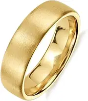 [Gemini] His Her Yellow Gold Comt-Fit Dome Ring Brushed Wedding Titanium Ring Valentine Day Gift 5mm 7mm