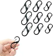 Dual Spring Opening Keychain Clip - 9Pc S Shaped Carabiner, Small Alloy Snap Hook With Dual Wire Gate