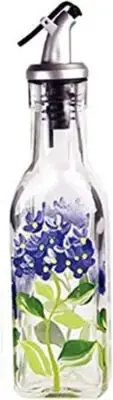 Grant Howard Hand Painted Square Cruet with Pourer, Blue Hydrangeas