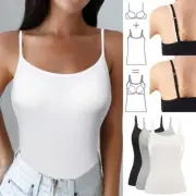 Women Adjustable Strap Camisole With Built in Bra Vest Cami Undershirt Tank Top