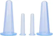 4 Pieces Blue Silicone Facial Cupping Therapy Set,Anti Cellulite Vacuum Cupping Cups for Face and Eye Cupping Massage，Massage Tools,Health Care Products(2 Small + 2 Large)