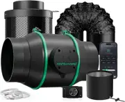 MARS HYDRO iFresh 4 Inch Smart Inline Duct Fan and Carbon Filter Combo with S...