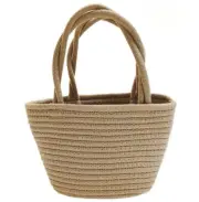 Twisted Cotton Thread Woven Handle Bag Women Vacation Travel Storage Bag Fashion