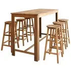 NNEVL Bar Table and Stool Set 7 Pieces Solid Acacia Wood