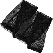 [Yardenfun] Black Spider Web Gloves Women's Half-finger Mesh Gloves Cosplay Performance Great for Halloween Parties