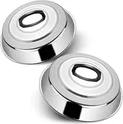 EWFEN Cheese Melting Dome Set of 2-12 Inch Round Basting Cover - Stainless Steel - Metal Steam Cover - Griddle Accessories for Flat Top Grill Cooking Indoor or Outdoor, (xike-0061US)
