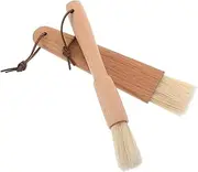 2pcs Wooden Handle BBQ Basting Brush for Pastry Oil Heat Resistant Grilling Tools for Outdoor Cooking Camping Baking Comfortable Grip Versatile Use