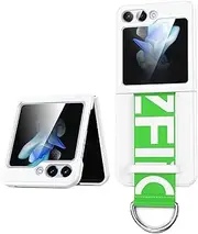 NUCNOK Case for Samsung Galaxy Z Flip 6 5G, Phone Case for Z Flip 6 with Wristband, PC Drop-Proof Shockproof Portable Ultra Thin Phone Cover with Strap,White