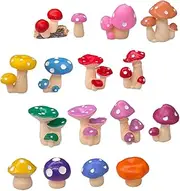 IWOWHERO Realistic Mini Mushrooms Cake Topper 16pcs Set for Garden Ornaments Miniature Resin Mushroom Decor Random Style