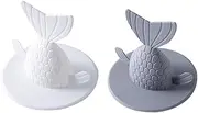2pcs Grey and White Kitchen Sink Plug Strainer Fishtail Drain Cover for Kitchen Bathroom Sink Drain Cover Sink Strainer