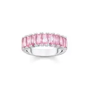 Genuine THOMAS SABO Heritage Pink Baguette Cut Silver Ring
