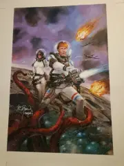 Signed and Remark Trump's Space Force (2019) Dave Dorman Print on Canvas 16x24