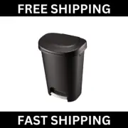 RUBBERMAID 13 Gal Black Trash Can Hands Free Foot Pedal Garbage Bin Waste Basket