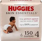 [HUGGIES] Size 4 Diapers, Skin Essentials Baby Diapers, Size 4 (22-37 lbs), 150 Count (6 Packs of 25), Packaging May Vary