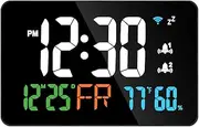 ACAGALA Tuya WiFi Desktop Clock Calendar Intelligent Thermometer Hygrometer with Digital LED Display Support WiFi Auto-Calibration/4-Level Adjustable Brightness/APP Remote View