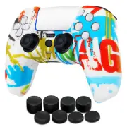 PS5 Controller Skin Grip Cover Silicone Gel Rubber w/ 8 Thumb Caps - Paint