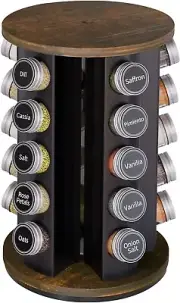 Premium Kitchen Spice Rack – 25 Jars, Labels & Revolving Organizational System