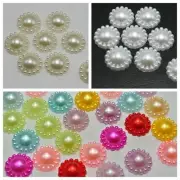 100 Acrylic Flatback Flower Cabachon 12mm Half Pearl Scrapbook Colour Choice