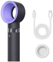 360o Mute Portable Bladeless Hand Held Mini No Leaf Handy Fan USB Cooler Black