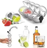 CMLLING 2 Pcs Ice Ball Moulds,4 Hole Ice Hockey,Ice Ball Mold for Whiskey, Ice Cube Mold for Family, Party, Bars, Cocktails, Juice