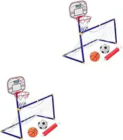 BIUDECO 2 Sets Football Goal Basketball Stand Foosball Soccer Net Soccer Netting Soccer Ball Inground Basketball Hoop Soccer Goal for Children Soccer Nets Soccer Frame Plastic