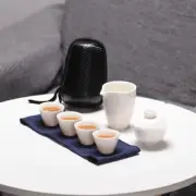 One Pot Four Cups Teapot White Goat Fat Jade Travel Tea Set Portable Kung Fu Tea