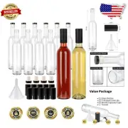 Elegant 12 Pack 16oz Glass Bottles with Cork Lids for Home Brewing & Gifts