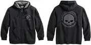 Harley Davidson Men's Sweatshirt Jacket Leisure Sweat Jacket Men Zip Up Hoodie Motorcycle Jacket Pullover with Hood, Gray, XX-Large