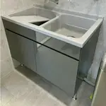 100CM人造石（雙水槽）洗衣槽櫃組