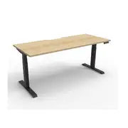1500Mm Single Sided Workstation With Cable Tray Natural Oak And Black