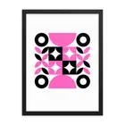 Framed poster geometric drawing in pink and black