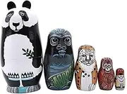 5 Pieces Creative Russian Stacking Dolls Colorful Animal Stacking Dolls Wooden Stacking Dolls Craft Gifts