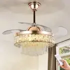 42 " LED Crystal Chandelier Ceiling Invisible Fan Light 3-Speeds Remote 3-Colors