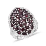 5.10ctw Anthill Garnet & Zircon Cocktail Ring Rhodium Plated Sterling Size 9