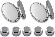 [Select Gifts] Sterling silver double-sided oval Cufflinks Shirt Dress Studs Gift Set