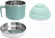 Insulated Food Container, Portable Lunch Box Double Layer Thermal Noodle Bowl with Handle Kitchen Utensils Green