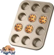 Mini Muffin Pan, Premium Small Cupcake Pans, Carbon Steel 12-Cup Muffin Tin, Ver