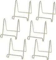 HOHIYA 6 Pcs Plate Stands for Display Holder Easel Twist Wire Home Party Kitchen Art Craft Christmas Easter 3inch Gold