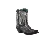 Corral Ladies Old Silver Overlay & Crystal Fringe Ankle Boots Z5252