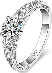 [Yaresul] Vintage Celtic Knot Women's Engagement Ring Sets 925 Sterling Silver/14K Gold Plated Stackable Wedding Bands Rings AAAAA Cubic Zirconia Women Bridal Sets Wedding Ring Band Width 1.8mm Size 5-9