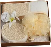 HONITANO 4pcs Bath Tool Natural Loofah Sponge Bath Towel for Exfoliating Body Cleaning Suitable for Daily Use present for Women and Men
