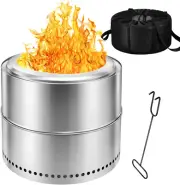 Smokeless Fire Pit, 20 Inch Portable Outdoor Wood Burning Firepit with Removable
