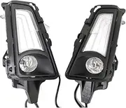 2 PCS Compatible With Toyota NEW Hiace 2019 2020 12V Car LED DRL Daytime Running Light Fog Lamp Decoration With Turn Signal Style Relay(White and yellow)
