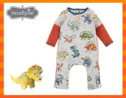 MUD PIE Infant Dino Waffle Baby Bodysuit Size 3-6 Months