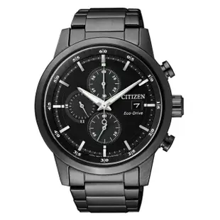 【CITIZEN 星辰】Chronograph系列 光動能 簡約三眼計時腕錶 43mm(CA0615-59E)